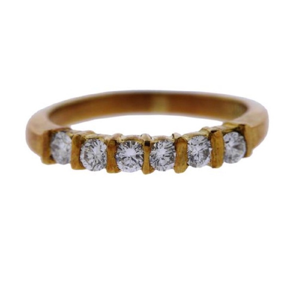 18k Gold Six Stone Diamond Band Ring
